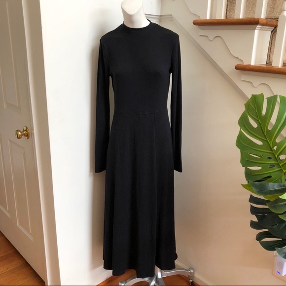 ❌SOLD | Who What Wear Black Ribbed Long Midi Dress - Picture 3 of 8